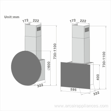 Special design Vertical glass Cooker Hood 609 60cm